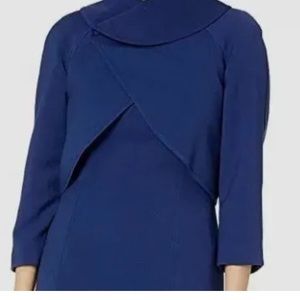 Tahari Asl Women's Blue 3/4 Sleeve Fold-Over Collar Jacket Size 4p